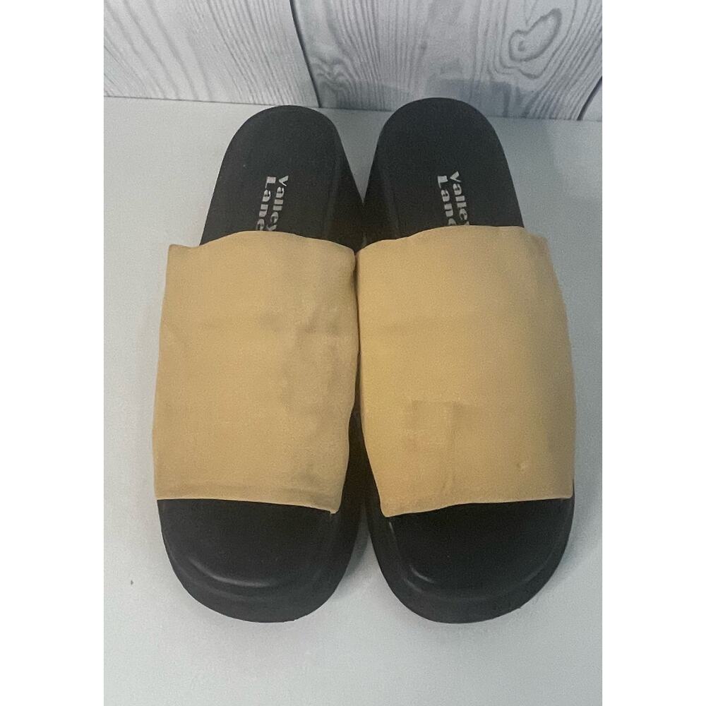 Vintage Y2K Chunky Tan and Black Summer Slip in Slides Size 10 - Picture 2 of 9